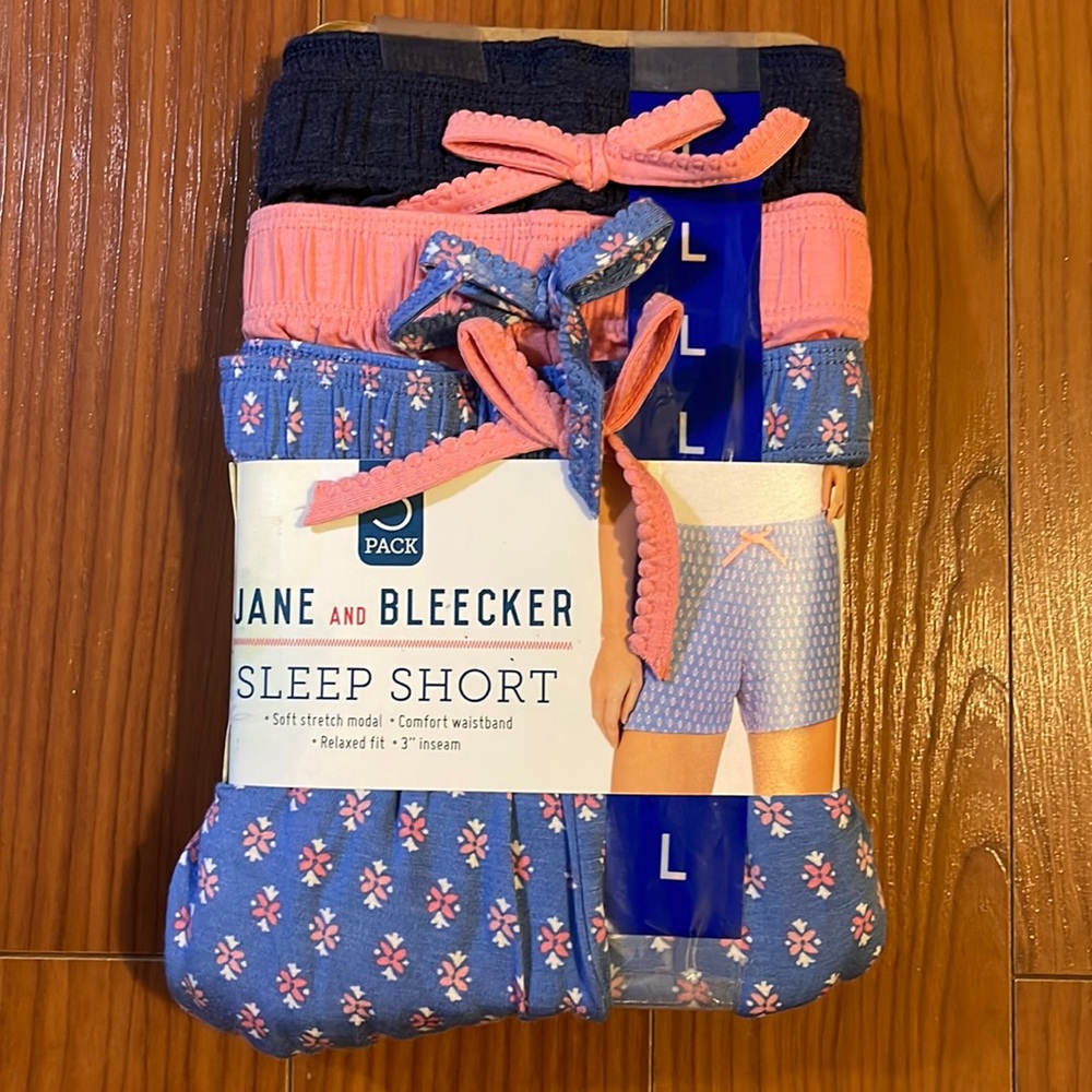 JANE & BLEECKER Womens 3 Pack Sleep Short ~ Size L